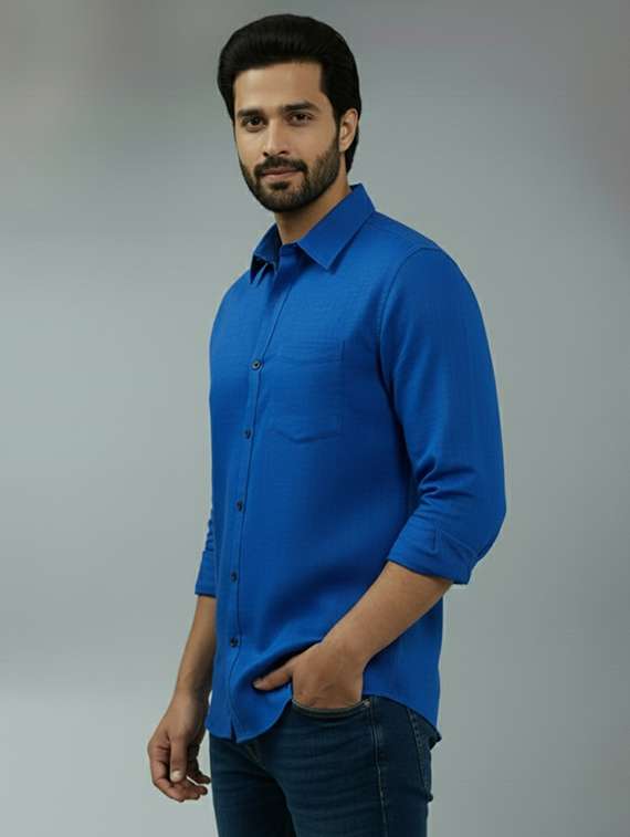 men solid long sleeve regular fit casual shirt - 22325011 -  Standard Image - 1