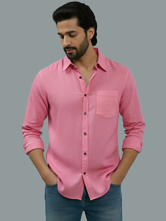 men solid long sleeve regular fit casual shirt