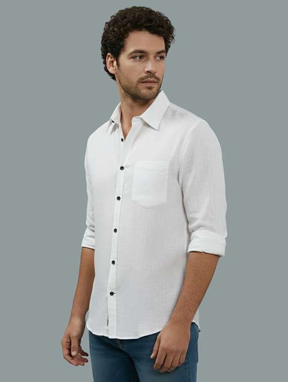 men solid long sleeve regular fit casual shirt - 22325027 -  Standard Image - 1