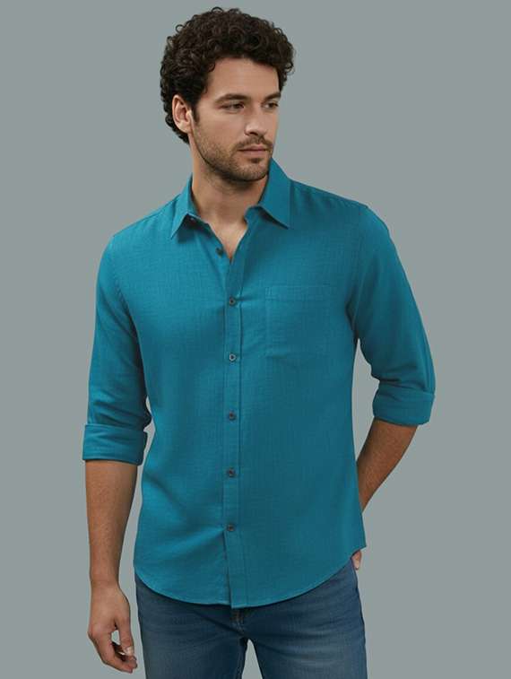 men solid long sleeve regular fit casual shirt