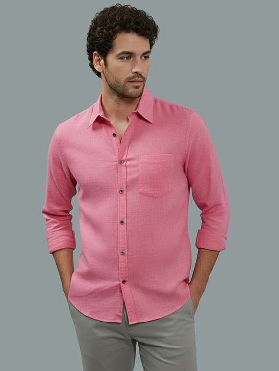 men solid long sleeve regular fit casual shirt