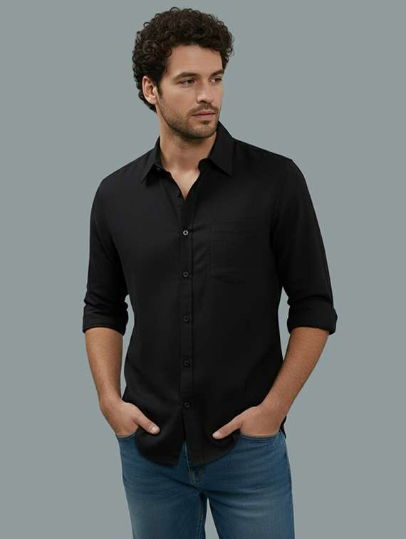 men solid long sleeve regular fit casual shirt