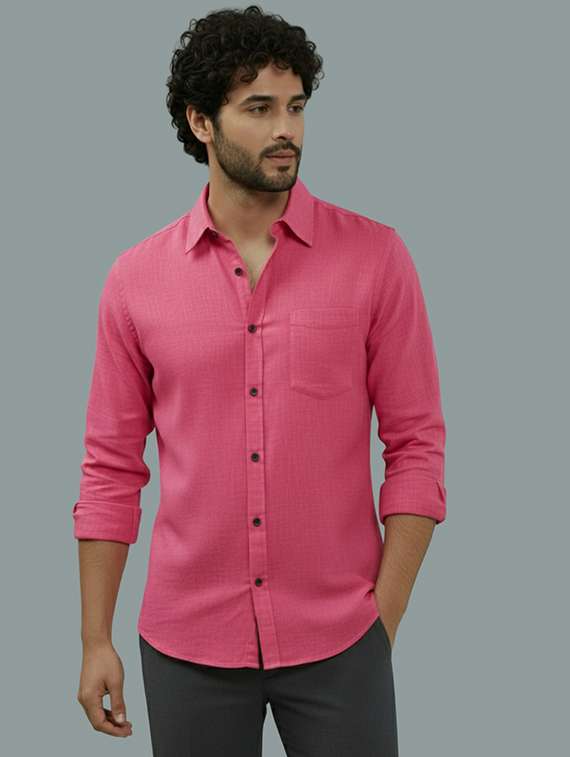 men solid long sleeve regular fit casual shirt
