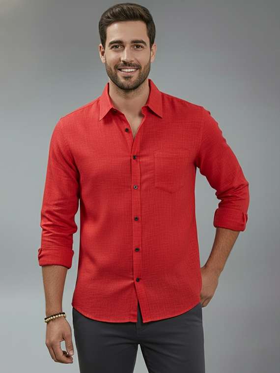 men solid long sleeve regular fit casual shirt - 22325092 -  Standard Image - 1