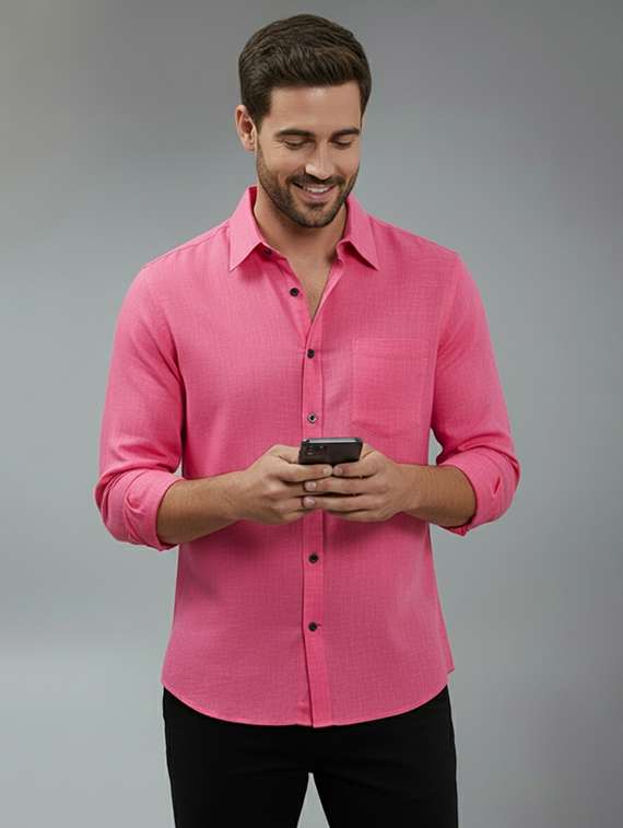 men solid long sleeve regular fit casual shirt