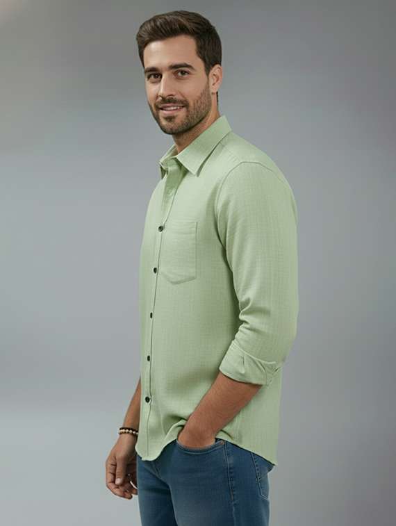 men solid long sleeve regular fit casual shirt - 22325100 -  Standard Image - 1
