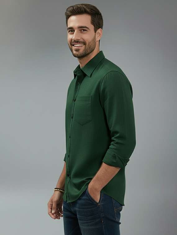 Men Solid Long Sleeve Regular Fit Casual Shirt - 22325102 -  Standard Image - 1