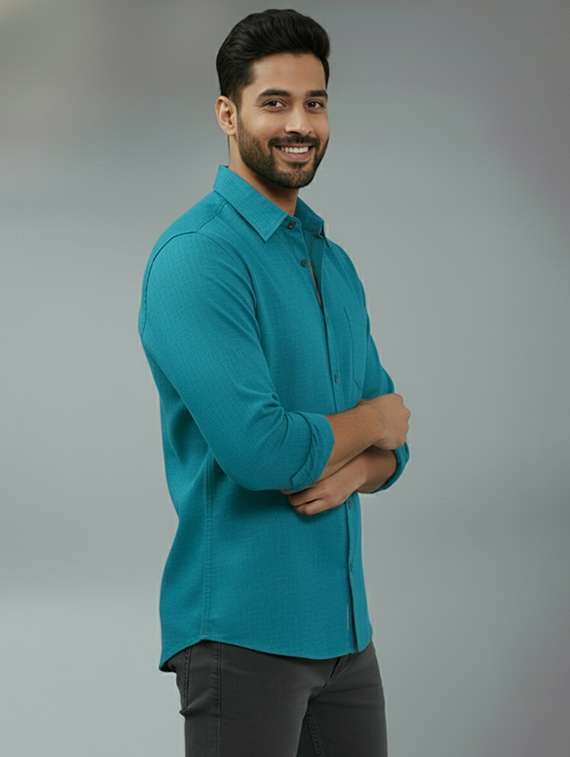 men solid long sleeve regular fit casual shirt - 22325108 -  Standard Image - 1