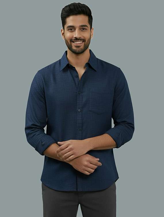 men solid long sleeve regular fit casual shirt