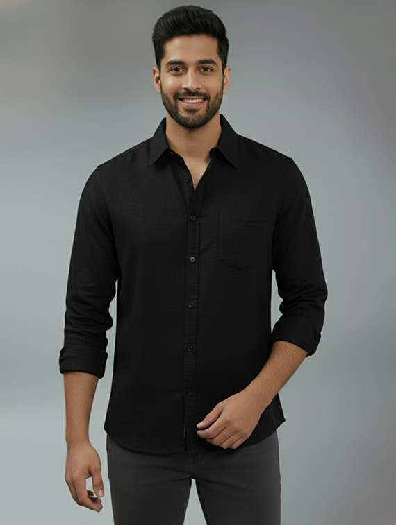 men solid long sleeve regular fit casual shirt