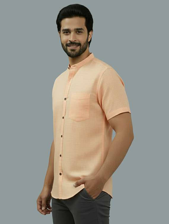 men solid mandarin neck regular fit casual shirt - 22325137 -  Standard Image - 1
