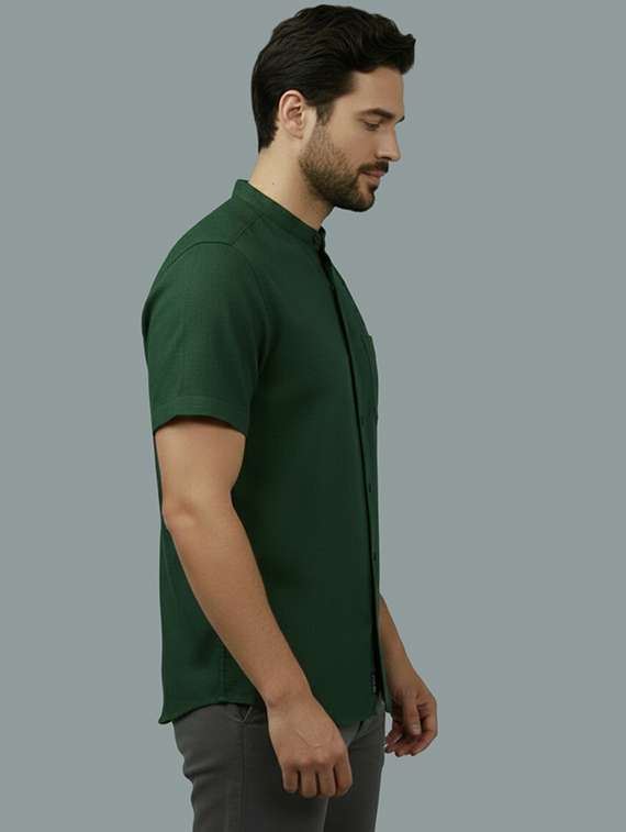 men solid mandarin neck regular fit casual shirt - 22325161 -  Standard Image - 1