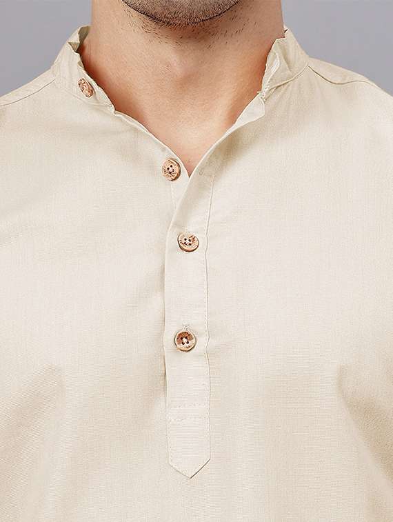 men solid mandarin neck short kurta - 22325227 -  Standard Image - 4