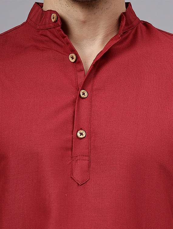 men solid mandarin neck short kurta - 22325233 -  Standard Image - 4