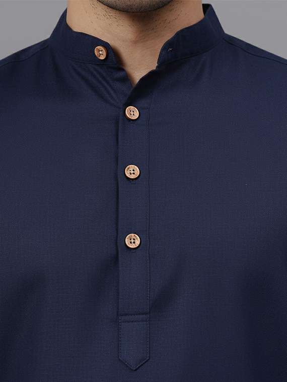 men solid mandarin neck short kurta - 22325234 -  Standard Image - 4