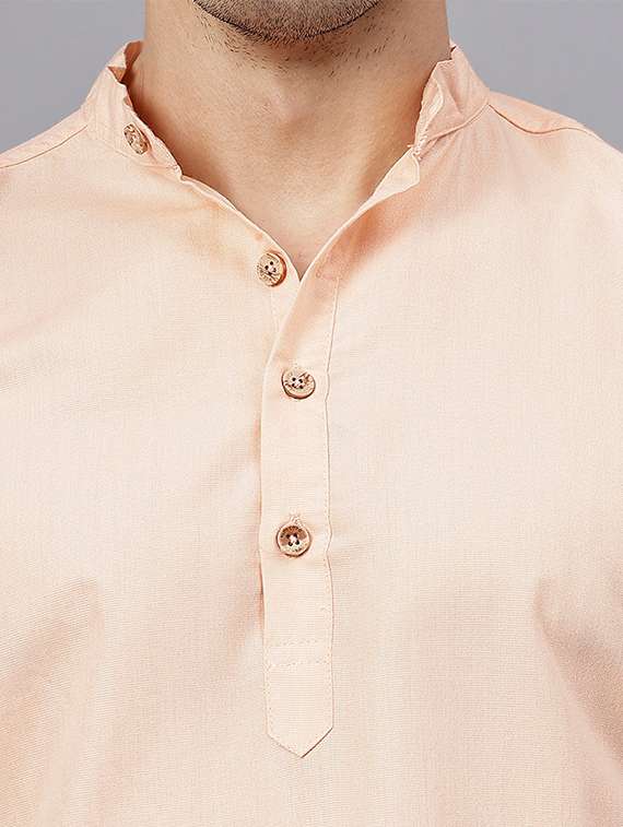 men solid mandarin neck short kurta - 22325235 -  Standard Image - 4