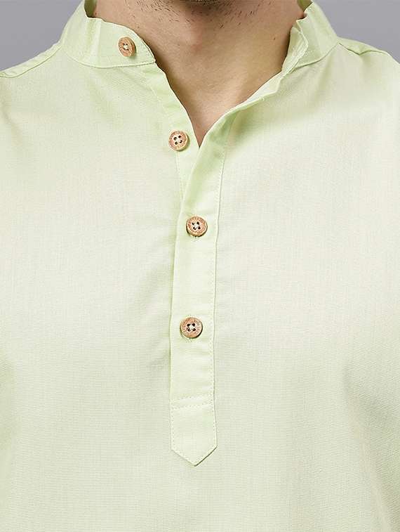 men solid mandarin neck short kurta - 22325236 -  Standard Image - 4