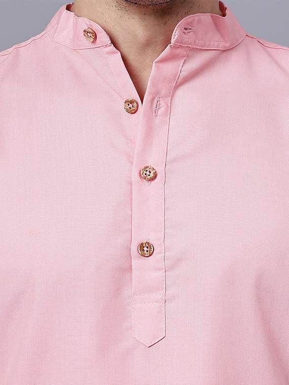 men solid mandarin neck short kurta - 22325237 -  Standard Image - 4