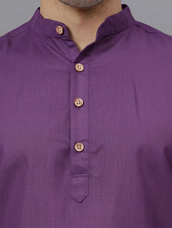 Men Solid Mandarin Neck Short Kurta - 22325240 -  Standard Image - 4