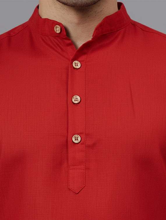 men solid mandarin neck short kurta - 22325241 -  Standard Image - 4