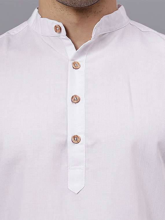 men solid mandarin neck short kurta - 22325245 -  Standard Image - 4