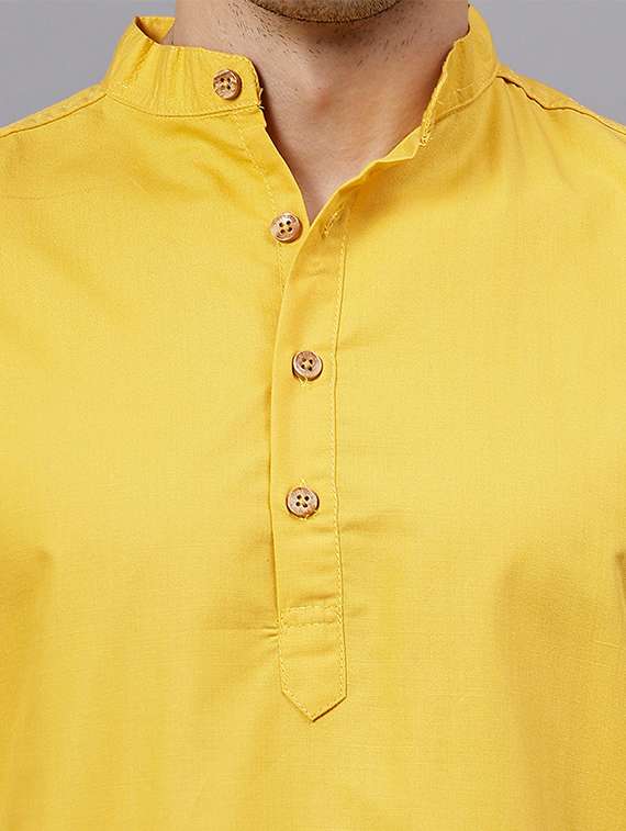 men solid mandarin neck short kurta - 22325246 -  Standard Image - 4