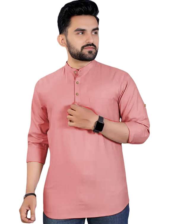 Men Solid Mandarin Neck Short Kurta - 22325291 -  Standard Image - 1