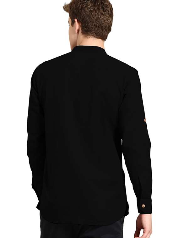 men solid mandarin neck short kurta - 22325302 -  Standard Image - 1