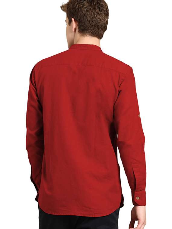 men solid mandarin neck short kurta - 22325311 -  Standard Image - 1