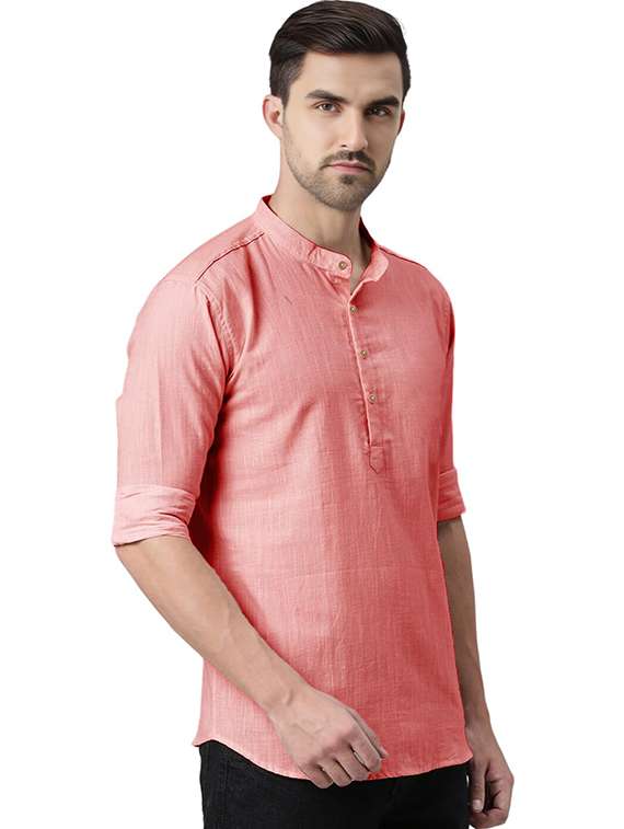 men solid mandarin neck short kurta - 22325325 -  Standard Image - 1