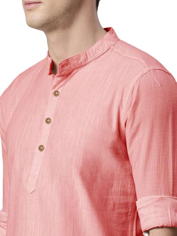 men solid mandarin neck short kurta - 22325325 -  Standard Image - 4