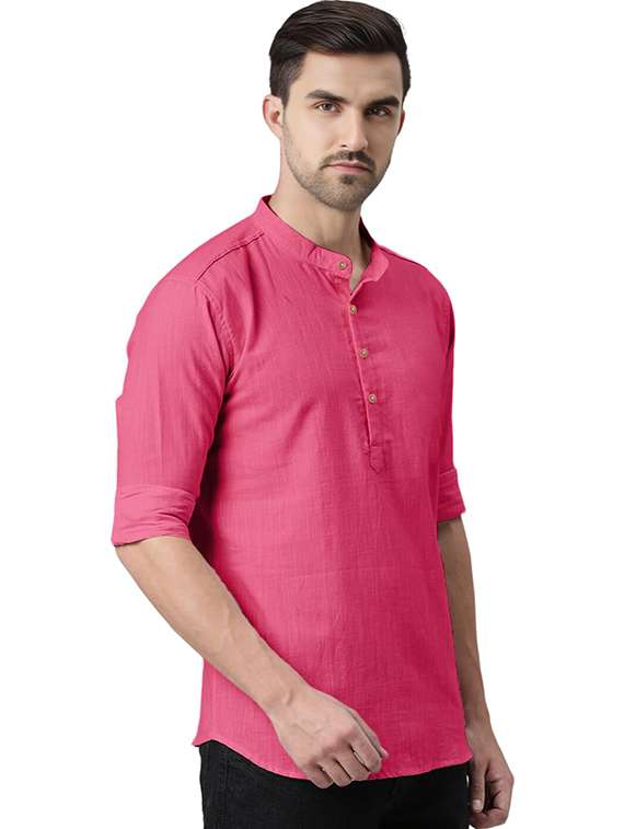 men solid mandarin neck short kurta - 22325326 -  Standard Image - 1
