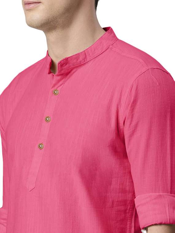 men solid mandarin neck short kurta - 22325326 -  Standard Image - 4