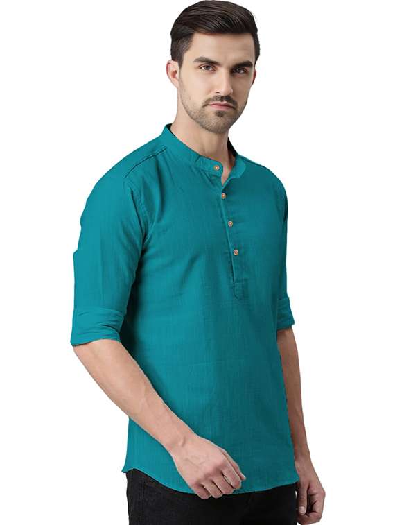 Men Solid Mandarin Neck Short Kurta - 22325332 -  Standard Image - 1