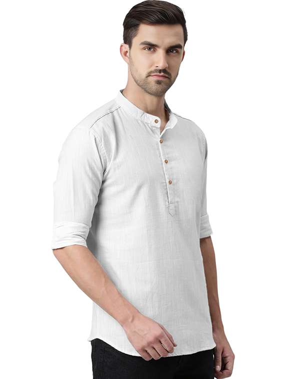 men solid mandarin neck short kurta - 22325333 -  Standard Image - 1