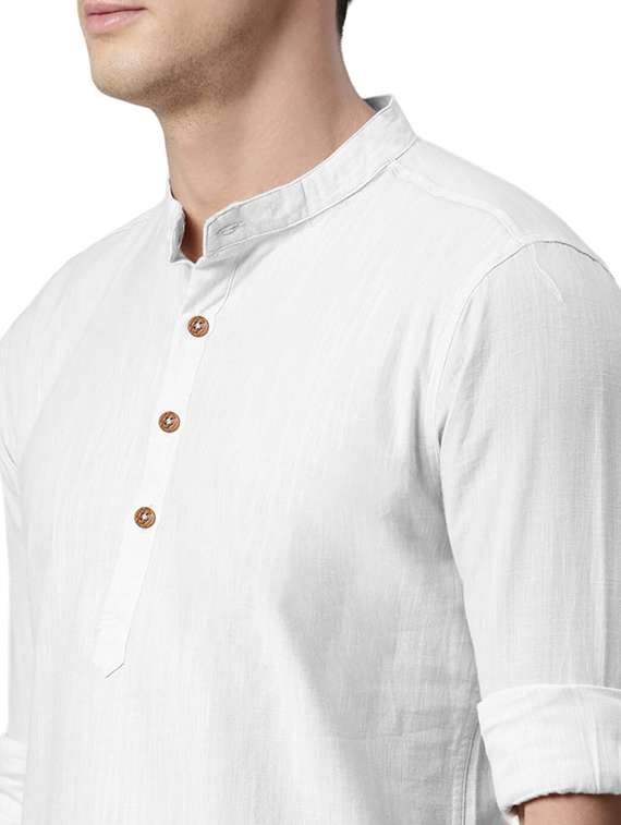 men solid mandarin neck short kurta - 22325333 -  Standard Image - 4