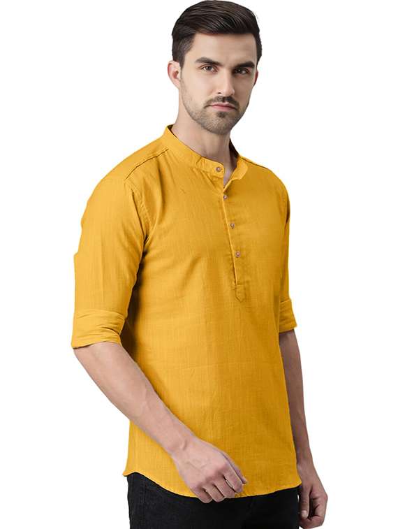 men solid mandarin neck short kurta - 22325334 -  Standard Image - 1