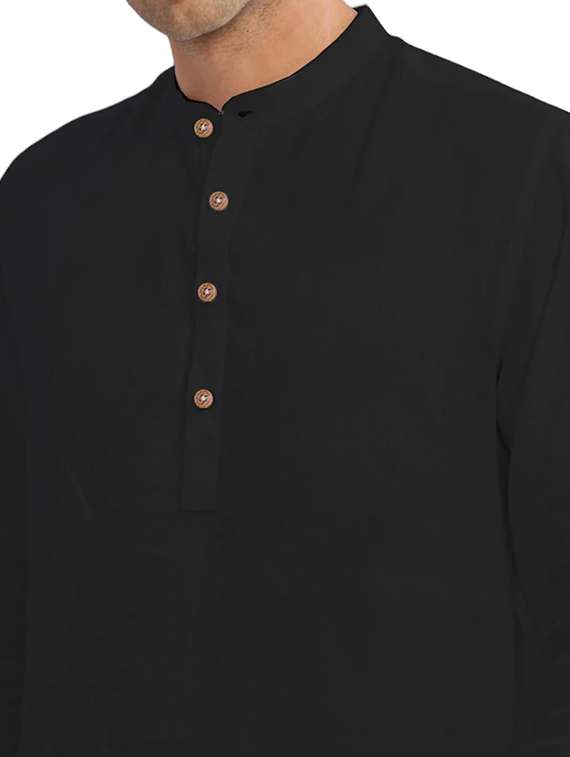 men solid mandarin neck short kurta - 22325353 -  Standard Image - 4