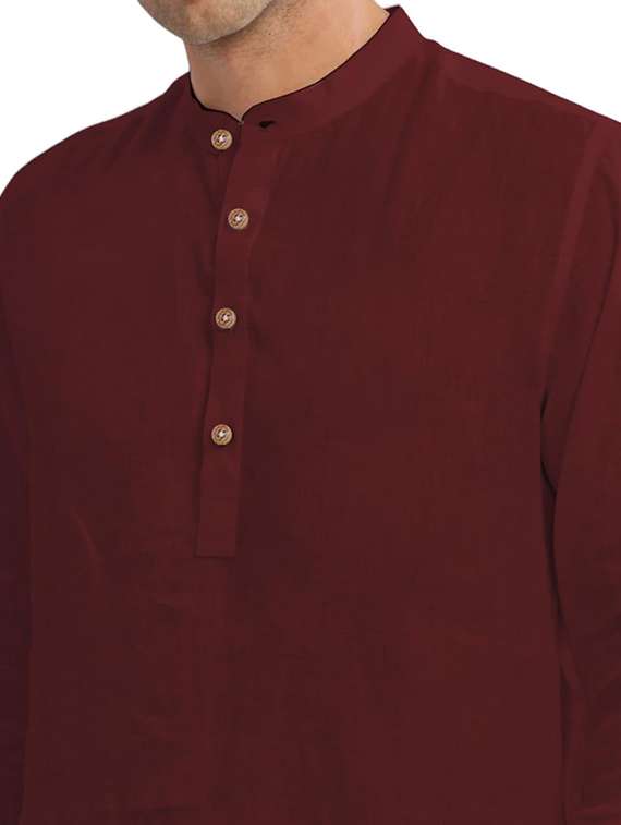 men solid mandarin neck short kurta - 22325356 -  Standard Image - 4