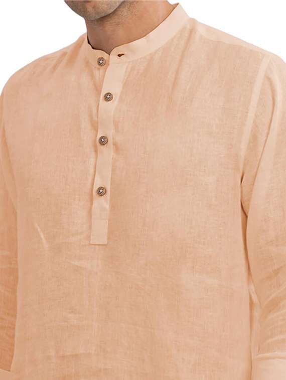 men solid mandarin neck short kurta - 22325358 -  Standard Image - 4