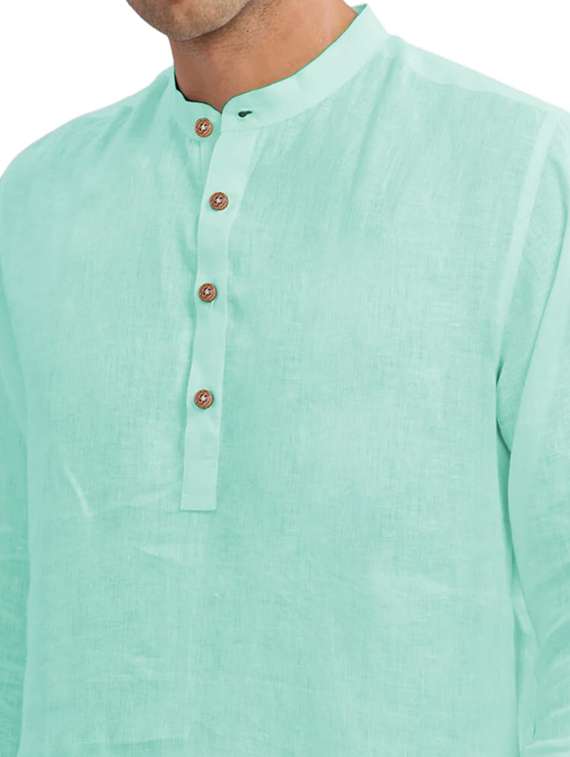 men solid mandarin neck short kurta - 22325361 -  Standard Image - 4