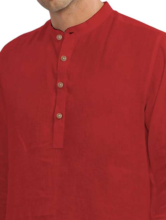 men solid mandarin neck short kurta - 22325362 -  Standard Image - 4