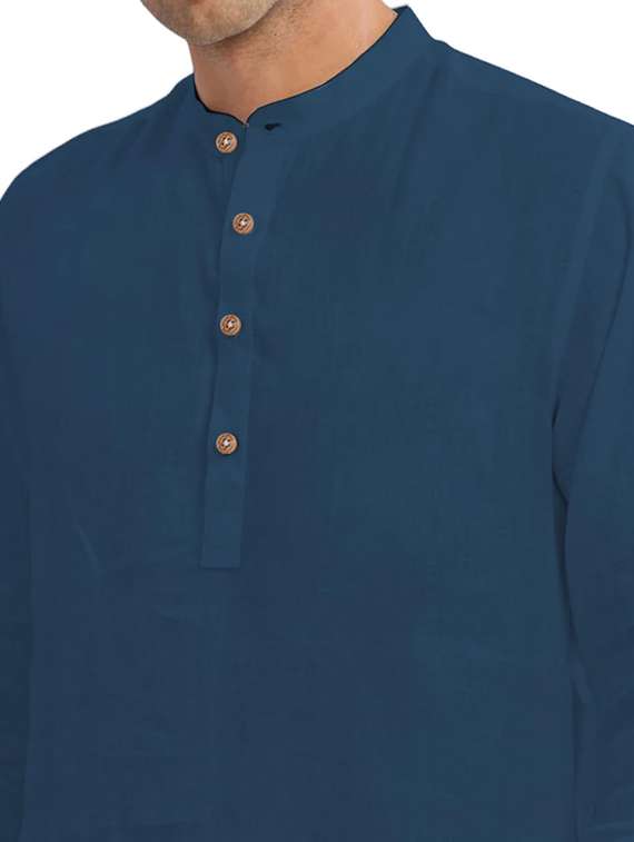 men solid mandarin neck short kurta - 22325363 -  Standard Image - 4