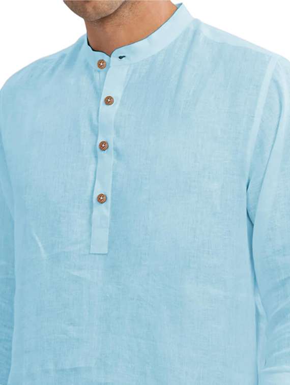 men solid mandarin neck short kurta - 22325365 -  Standard Image - 4