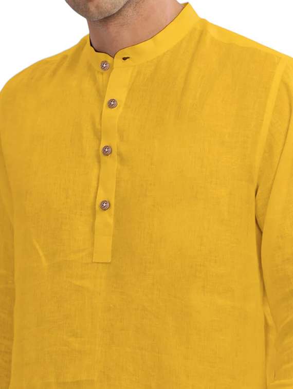 men solid mandarin neck short kurta - 22325368 -  Standard Image - 4