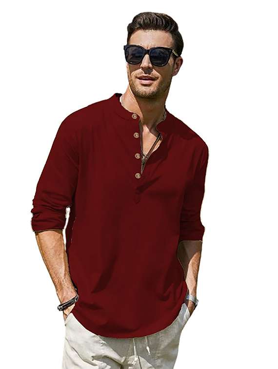 men solid mandarin neck short kurta - 22325374 -  Standard Image - 1
