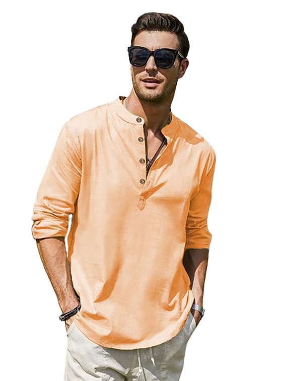 men solid mandarin neck short kurta - 22325376 -  Standard Image - 1