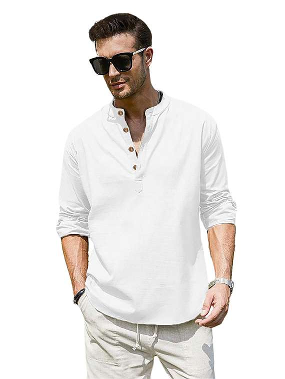 men solid mandarin neck short kurta