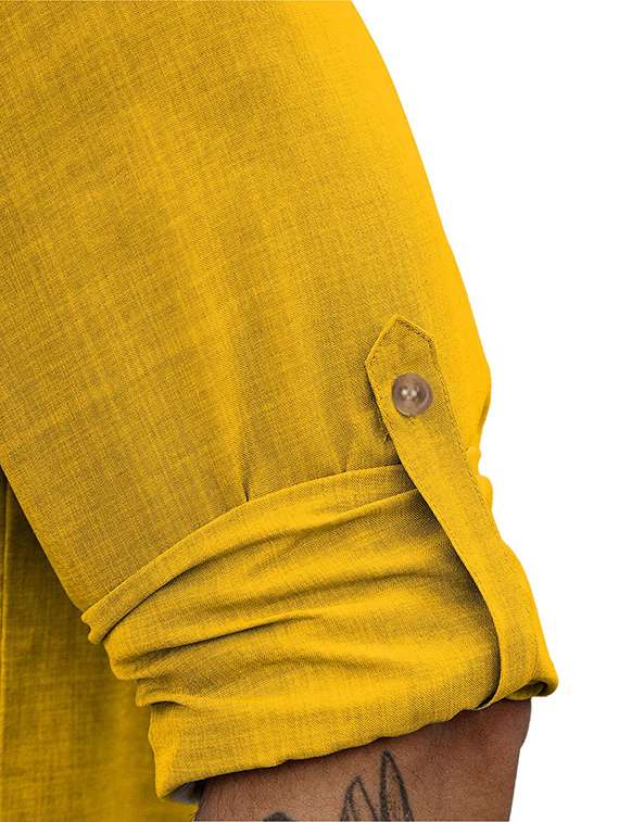 men solid mandarin neck short kurta - 22325400 -  Standard Image - 4