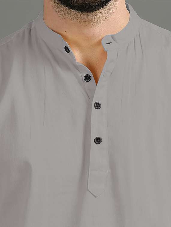 men solid mandarin neck short kurta - 22325404 -  Standard Image - 4